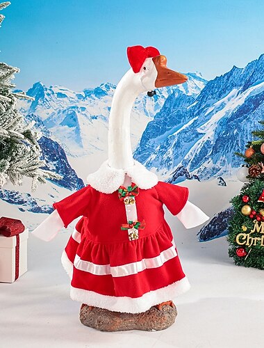  2 szt. świątecznych strojów gęsi na werandę, zabawny strój gęsi na werandę, pasuje do 23 plastikowych figurek gęsi na Boże Narodzenie, do ogrodu, na patio, na zewnątrz, jako dekoracja artystyczna