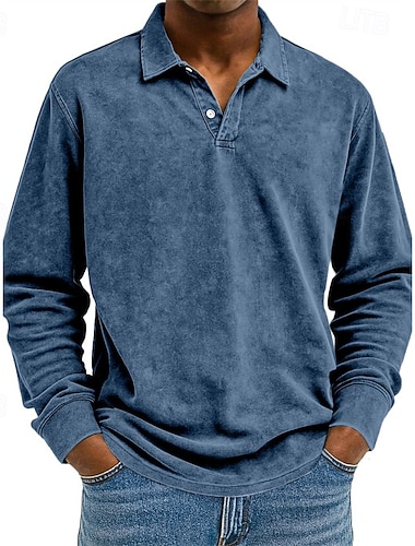  رجالي قميص الجولف قمصان بولو الجولف عمل فضفاض Lapel كم طويل أساسي الحديث سهل Buttons الربيع الخريف عادي أخضر غميق أسود زهري فاتح أخضر أزرق غامق أزرق قميص الجولف