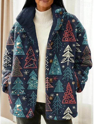نسائي سترة الدفء مريح مشغول Buttons عتيق موضة الحديث كاجوال شجرة الكريسماس عطلة المنزل فضفاض مناسب للبس اليومي عادية مرتفعة فضفاض صالح كم طويل ملابس خارجية أبيض أحمر أزرق الخريف الشتاء   نسائي سترة الدفء مريح مشغول Buttons عتيق موضة الحديث كاجوال شجرة الكريسماس عطلة المنزل فضفاض مناسب للبس اليومي عادية مرتفعة فضفاض صالح كم طويل ملابس خارجية أبيض أحمر أزرق الخريف الشتاء