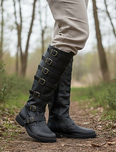  中世 ルネッサンス シューズ フラットジャズブーツ 海賊 戦士 ナイト バイキング 十字軍 仮装 男性用 男女兼用 海賊 スチームパンク ハロウィーン カーニバル 性能 パーティー／フォーマル LARP 成人 シューズ