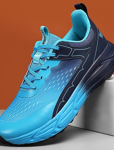  Blå, pustende nettingløpesko for menn med polstret såle, lette sportssko for trening, jogging og hverdagsbruk.