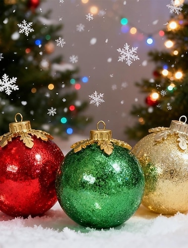  Weihnachtsornamente Tischdeko Rot Gold Grün Globus Weihnachtslichter Globus LED Lampe Vorgeleuchtet mit weichem weißen LED für Tischdeko Xmas Heim Party Tischmittelpunkt Kamin