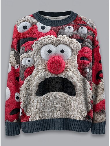  Άσχημος Πλεκτός Χριστουγεννιάτικος Γυναικείος Πουλόβερ Casual Γραφικό Claus Ραβδωτό Crew Neck Πλεκτή Εκτύπωση Μακρύ Μανίκι Κανονικά Τόπια Πλεκτά Εξωτερικά Σαββατοκύριακο Κόκκινο Φθινόπωρο Χειμώνα