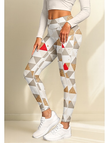  Dame pilatesleggings Treningsbukser Treningstights Lommer Dokumentavgift Sidelommer Pilates Treningsstudio Treningsøkt Bukser Strømpebukse Leggings Geometri Lysegul sport Sportsklær Elastisk Tett