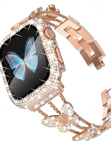  Bratara de bijuterii Compatibil cu Curea de ceas Apple Watch 38mm 40mm 41mm 42mm 44mm 45mm 49mm Dame Strălucire Bling Diamond Oțel inoxidabil Curea de ceas de schimb pentru iwatch Ultra 3 2 Series 11