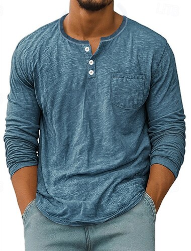 Муж. Футболка Рубашка Хенли Футболки Рубашка с длинным рукавом Длинный рукав Хенли Весна Осень Полотняное плетение Мода Оригинальный рисунок Классический Карманы Отпуск Для улицы На выход   Муж. Футболка Рубашка Хенли Футболки Рубашка с длинным рукавом Длинный рукав Хенли Весна Осень Полотняное плетение Мода Оригинальный рисунок Классический Карманы Отпуск Для улицы На выход