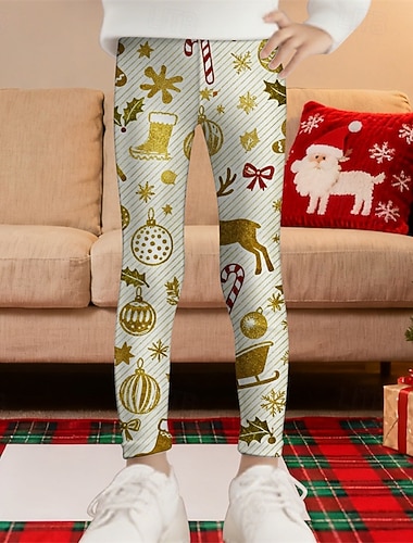 Новогодняя тематика Девочки 3D Полоски Колокольчики Брюки Леггинсы Весна Осень Симпатичные Стиль Классический Дети 4-12 лет на открытом воздухе Повседневные Стандартный   Новогодняя тематика Девочки 3D Полоски Колокольчики Брюки Леггинсы Весна Осень Симпатичные Стиль Классический Дети 4-12 лет на открытом воздухе Повседневные Стандартный