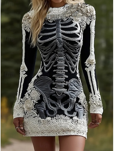  Γυναικεία Μίνι φόρεμα Φόρεμα πουλόβερ Διακοπές Καθημερινό Μπόχο Καθημερινά Αργίες Εξόδου Λεπτό Γραφική Μακρυμάνικο Στρογγυλή Ψηλή Λαιμόκοψη Μαύρο Βυσσινί Πορτοκαλί Πράσινο του τριφυλλιού