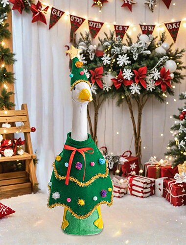  2 szt. świątecznych strojów gęsi na werandę, zabawny strój gęsi na werandę, pasuje do 23 plastikowych figurek gęsi na Boże Narodzenie, do ogrodu, na patio, na zewnątrz, jako dekoracja artystyczna