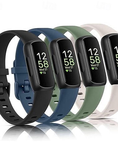  4 Packung Smartwatch-Band Kompatibel mit Fitbit Inspire 3 Silikon Smartwatch Gurt Damen Herren Sportarmband Ersatz Armband