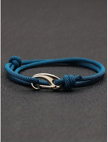  Verstellbares Seilarmband für Herren mit Metallhakenverschluss, modisches Weihnachtsgeschenk-Accessoire, lässiges Armband aus Legierung und Polyester für den Urlaub und den Alltag