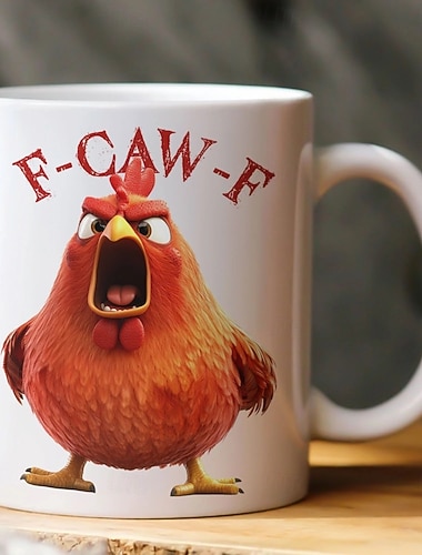  f-caw-f rolig kycklingmugg humoristisk tuppkaffekopp skämt julklapp till vänner &familj keramisk temugg kontor kök födelsedag jul eller rolig presentidé