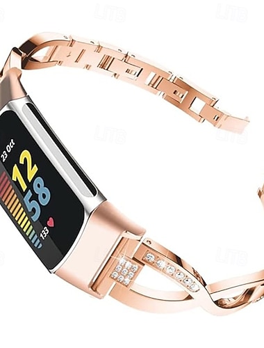  Curea de ceas inteligent compatibilă cu Fitbit Charge 6 / Fitbit Charge 5, curea de ceas inteligent cu strasuri, sclipici, cristale strălucitoare, bijuterii cu diamante, brățară de schimb pentru