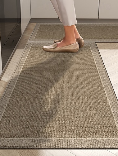  ランナーラグ リネン キッチンフロアマット ホールウェイ キッチン用 ソフト ノンスリップ 洗える長いホールウェイカーペット 吸収性 オイル抵抗 簡単に掃除できるエントランスランナー ホームデコレーション 耐久性のあるフットマット