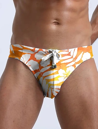  Homme string de bain Sous-Vêtements Slips de natation Élastique Respirant Bas Cordon de serrage Surf Bikini Plongée imprimé Été