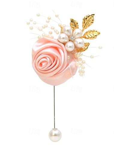 Fiori da polso da sposa Fiore all'occhiello Matrimonio / Evento / Festa Raso / Metallo Floreale   Fiori da polso da sposa Fiore all'occhiello Matrimonio / Evento / Festa Raso / Metallo Floreale