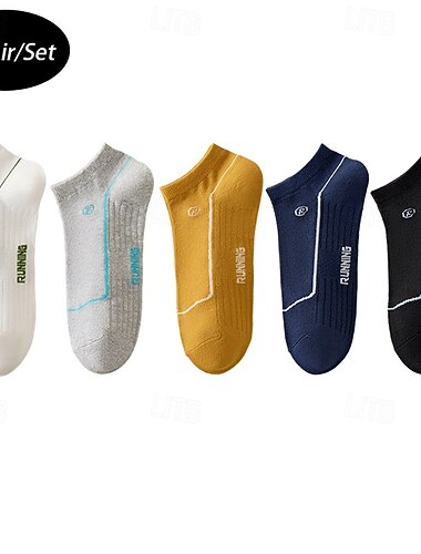  Męskie 5 par Pakiety Multi Skarpety Skarpetki do biegania Skarpety na co dzień Tęczowy Kolor Niejednolita całość Listy Urlop Sport i turystyka Codzienny Podstawowy Średnie Wiosna Jesień Moda Codzienny