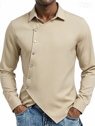 Herren Hemd Freizeithemd Kragenhemd Knopfhemd Designerhemd Kaki Langarm Einfach Umlegekragen Lässig Täglich Unregelmäßiger Saum Bekleidung Mode Modern   Herren Hemd Freizeithemd Kragenhemd Knopfhemd Designerhemd Kaki Langarm Einfach Umlegekragen Lässig Täglich Unregelmäßiger Saum Bekleidung Mode Modern
