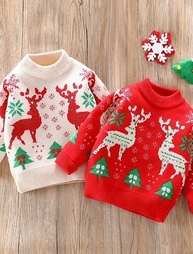 Дети Универсальные Новогодняя тематика Рождественский свитер Новогодняя ёлка Длинный рукав Crewneck Новогодние подарки Мода Красный Осень Одежда 4 года +   Дети Универсальные Новогодняя тематика Рождественский свитер Новогодняя ёлка Длинный рукав Crewneck Новогодние подарки Мода Красный Осень Одежда 4 года +