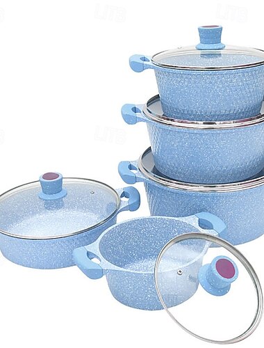  20 cm/24 cm/28 cm/32 cm non-stick grytesett til hjemmekjøkken, gryte og stekepanne for gass-/induksjonskomfyr, sjømatkoking