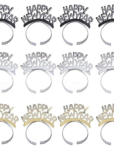  12 st gott nytt år pannband tiara nyårsfestgåva nyårsafton festdekorationer
