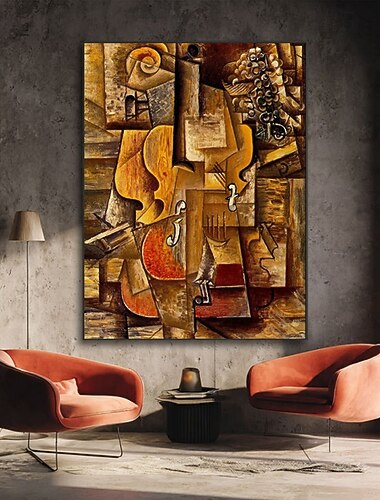  håndlaget oljemaleri på lerret veggkunst dekorasjon picassos berømte maleri gitar abstrakt for hjemmedekor strukket ramme hengende maleri/rullet rammeløs ustrukket maleri