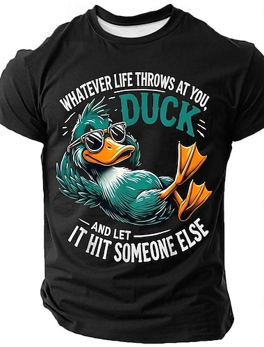  Miesten Ankka Hauska slangi T-paita Lyhythihainen T-paita 3D-tulostus Tiukka pyöreä kaula-aukko Paita Muoti Päivittäin Katu Päivittäin Sininen Musta Rubiini Kesä Kevät Vaatetus S M L XL XXL XXXL