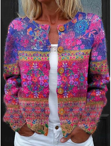 سترة كاردigan نسائية محبوكة بتصميم مضلع بأزرار من الأمام، عنق دائري، أكمام طويلة، خفيفة الوزن، رسومات يومية، زهرية، هندسية، أزرار، قمصان عادية، محبوكة، للاستخدام الخارجي، عطلة نهاية الأسبوع، بنفسجي،   سترة كاردigan نسائية محبوكة بتصميم مضلع بأزرار من الأمام، عنق دائري، أكمام طويلة، خفيفة الوزن، رسومات يومية، زهرية، هندسية، أزرار، قمصان عادية، محبوكة، للاستخدام الخارجي، عطلة نهاية الأسبوع، بنفسجي،