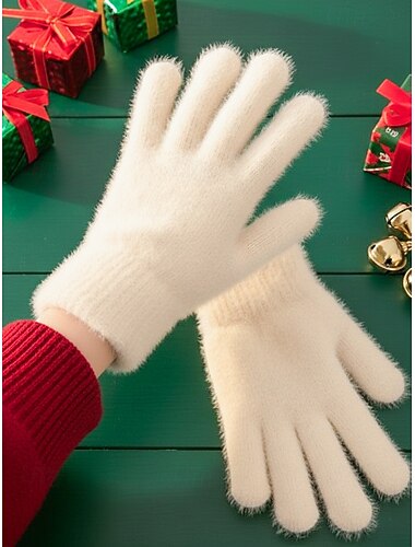  Guantes bordados navideños para mujer: diseño floral con abejas, material de hilo de algodón, disponible en varios colores, perfectos para las vacaciones de invierno y ocasiones festivas.