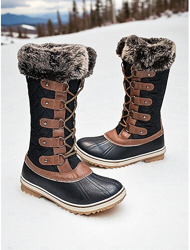  Vattentäta pälsfodrade vintersnökängor för kvinnor – varma, isolerade utomhuskängor för kallt väder, vandring och vardagsbruk