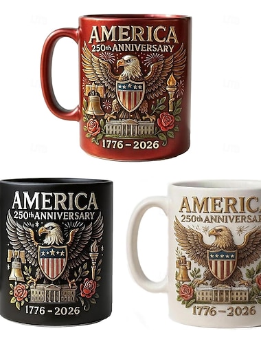  Tasse du 250e anniversaire des États-Unis, tasse à café en céramique de 11 oz célèbre le 250e anniversaire des États-Unis, l'aigle et le drapeau symbolisent le décorateur patriotique, tasses en