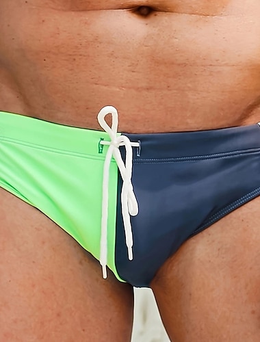  Homme string de bain Sous-Vêtements Slips de natation Élastique Respirant Bas Cordon de serrage Surf Bikini Plongée Patchwork Été