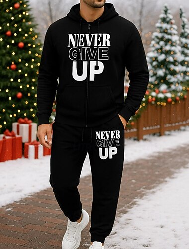  Jul Herr 2-delad träningsoverall Lounge-hoodie Sweatshirt med full dragkedja Blixtlås i fullängd med ficka Bokstav Träningsdräkter Vår Svart Resor Löpning Andningsfunktion Långärmad Sport Sportkläder