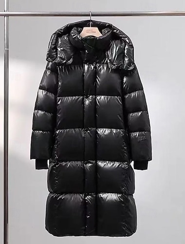  Dámské Park Zahřívací Pohodlné Zip Kapsy Na běžné nošení Bez vzoru Denní nošení Jdeme ven Víkend Dlouhé Kapuce Běžný Dlouhý rukáv Svrchní oděvy Černá Podzim Zima