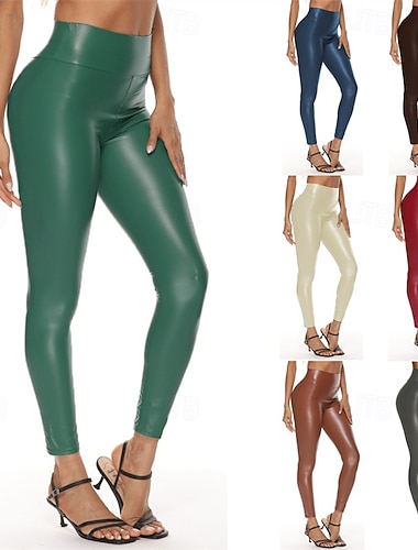  Dámské Kožené kalhoty Kalhoty Šortky proti oděru Vinobraní Módní Na běžné nošení Po kotníky Středně vysoký pas Pevná barva Elastické Venkovní ulice Denní Matná šedá Lesklá černá Podzim Zima Vypasovaný