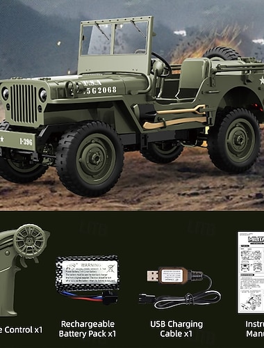  Veicolo RC dell'Esercito Collezionabile - Auto telecomandata in stile Jeep Willys militare vintage - Modello dettagliato per appassionati e bambini Regalo di Natale
