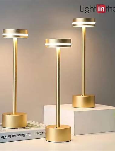  USB dobíjecí retro hliníková stolní lampa - stolní noční světlo s dotykovým ovládáním 1ks