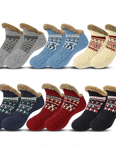  pörröiset tohvelisukat miehille ja naisille, paksut fleecevuoratut talvilattiasukat sisätiloihin tai nukkumiseen, lämpimät ja mukavat lyhyet miehistön sukat