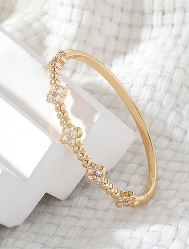  Zirkoni Perinteinen Retro Kukka muoto Tyylikäs Muoti Yksilöllinen Yksinkertainen muodikas Kromi Rannekorun korut Hopea / Kulta Käyttötarkoitus Häät Juhla Kihlaus Tanssiaiset