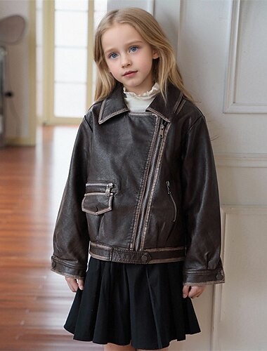 Παιδιά Κοριτσίστικα Μαύρο δερμάτινο μπουφάν Jachetă Συμπαγές Χρώμα Μοντέρνα Φερμουάρ Τσέπη ΕΞΩΤΕΡΙΚΟΥ ΧΩΡΟΥ Παλτό Εξωτερικά ενδύματα 4 έτη + Φθινόπωρο Μαύρο Λευκό Ανθισμένο Ροζ   Παιδιά Κοριτσίστικα Μαύρο δερμάτινο μπουφάν Jachetă Συμπαγές Χρώμα Μοντέρνα Φερμουάρ Τσέπη ΕΞΩΤΕΡΙΚΟΥ ΧΩΡΟΥ Παλτό Εξωτερικά ενδύματα 4 έτη + Φθινόπωρο Μαύρο Λευκό Ανθισμένο Ροζ