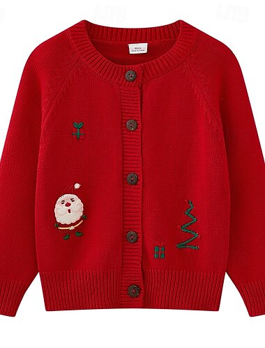 Дети Девочки Новогодняя тематика Рождественский свитер Дед Мороз Школа непечатаемый Длинный рукав Кнопка вверх Мода 4 года + Осень Белый Желтый Красный   Дети Девочки Новогодняя тематика Рождественский свитер Дед Мороз Школа непечатаемый Длинный рукав Кнопка вверх Мода 4 года + Осень Белый Желтый Красный