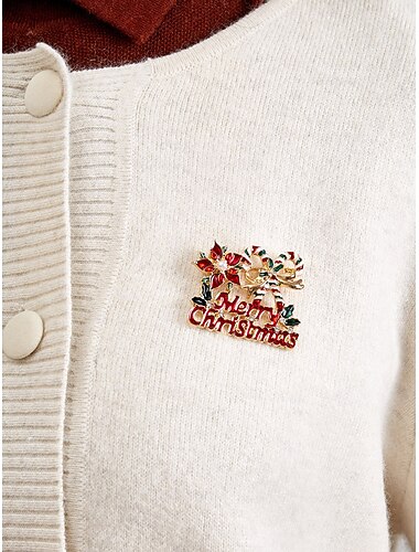 spilla da donna con scritta "Buon Natale" e bastoncino di zucchero smaltato &design a forma di stella di Natale, accessorio festivo per abiti invernali e feste ®ali   spilla da donna con scritta "Buon Natale" e bastoncino di zucchero smaltato &design a forma di stella di Natale, accessorio festivo per abiti invernali e feste ®ali