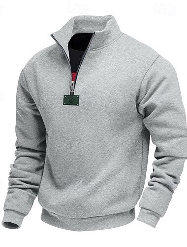  Homme Sweat-shirt Sweat à capuche Pull Sweat-shirt quart de fermeture éclair Abricot Noir Blanche Vert Véronèse Rouge Col montant Uni Zip Up Sport & Loisir Occasionnel Quotidien Streetwear Frais