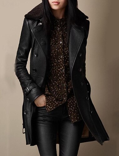  Γυναικεία Jeci Piele Χειμερινό παλτό Διατηρείτε Ζεστό Άνετο Φερμουάρ Τσέπη Καθημερινό Σκέτο Διακοπές Καθημερινά Ρούχα Εξόδου Σαββατοκύριακο Μακρύ Απορρίπτω Κανονικό Μακρυμάνικο Εξωτερικά ενδύματα