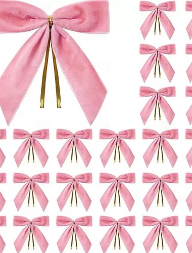  12/24 stk. julebåndsløyfer til julepynt – store røde fløyelssløyfer med trådkanter til juletre, girlander, gaveinnpakning og julepynt, perfekt for julestemning og DIY-dekorasjoner