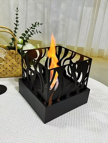  Tischfeuerstelle, Feuerstelle im Freien mit Glastisch und Fernbedienung für Camping