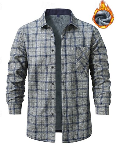 Herren Hemd Freizeithemd Flanellhemd Fleece-Shirt Knopfhemd Wein Marineblau Blau Grau Langarm Karomuster Revers Urlaub Ferien Tasche Bekleidung Polyester Mode warm halten Lässig Bequem   Herren Hemd Freizeithemd Flanellhemd Fleece-Shirt Knopfhemd Wein Marineblau Blau Grau Langarm Karomuster Revers Urlaub Ferien Tasche Bekleidung Polyester Mode warm halten Lässig Bequem
