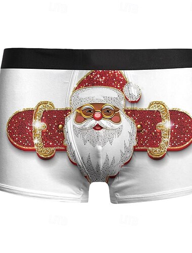  Noël Boxer Short Sous-Vêtements cadeau de Noël père Noël Graphique Nouveautés Drôle pour Homme Adulte Impression 3D  pour Noël Carnaval Nouvel An Soirée