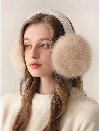  Căști pentru urechi din blană artificială pentru femei, cu material moale și plușat, bandă de cap confortabilă pentru iarnă, pentru Crăciun, în mai multe culori