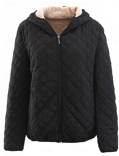  Damen Wintermantel Sherpa-Jacke Bequem Atmungsaktiv Reißverschluss Tasche Lässig Einfach Urlaub Straße Lässig Alltagskleidung Reisverschluss Kurz Mit Kapuze Normale Passform Langarm Oberbekleidung